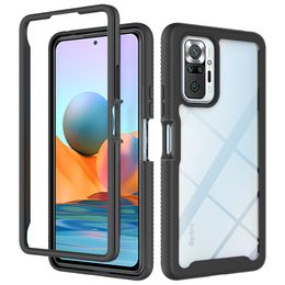 Coques en acrylique transparentes à cadre souple en TPU hybride antichoc et robustes 2 en 1 pour Xiaomi Redmi Note 10 Pro Max