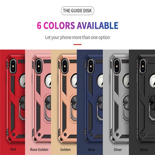 Funda de armadura a prueba de golpes para 15 14 plus13promax 12promax 7 8 6s Soporte magnético para anillo de metal Funda para teléfono Coque para modelos iPhone y Samsung Modelos LG