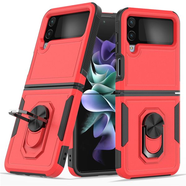 Antichoc Armure Cas Pour Samsung Galaxy Z Flip 4 Z Pli 4 Avec Anneau Stand Titulaire Téléphone Silicone Plein Couvre B200