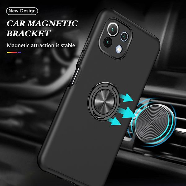 Fundas de armadura a prueba de golpes para Xiaomi Mi 11 Lite 5g soporte de anillo de Metal funda protectora trasera para Mi 11 Pro Coke Fundas carcasa