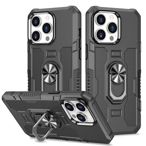 Coque de téléphone blindée antichoc avec support d'anneau magnétique, étui pour iPhone 14 ProMax 13 12 Mini 11 Pro XR Xs Max X 7 8 Plus