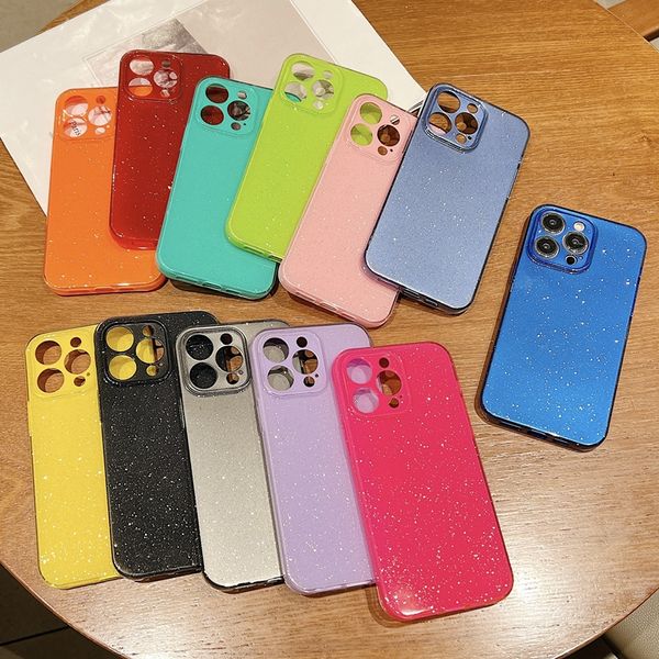 Bling Glitter Fundas de TPU suaves para Iphone 15 14 Plus 13 Pro 12 11 XS MAX XR X Samsung S24 S23 FE Ultra A15 A55 Fashion Candy Jelly Sparkle Sparkly Powder Shiny Phone Back Case