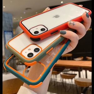 Shockproof Candy Color Frame Phone Case For iPhone 12 11 Pro XR X XS Max 7 8 6 6S Plus SE2 2020 Soft Transparent Back Cover Capa