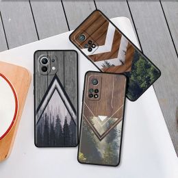 Étui à l'épreuve des chocs pour Xiaomi Mi 12 12t 11 10T 11T 9T Pro Note 10 Lite 11 Lite 5G NE Funda Téléphone Soft Cover Geométrie Forest Geometry Wood