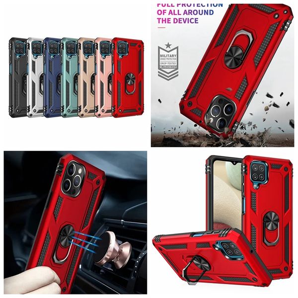 Étuis antichoc pour Samsung S24 Ultra S23 FE Plus A15 A05 A05S A54 A34 M33 M53 5G Support de voiture Support de bague en métal Defender Armor Hybrid Combo Heavy Phone Cover