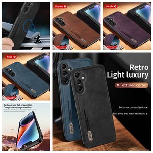 Capas à prova de choque para iphone 15 pro max 14 plus 13 12 11 x xr xs 8 7 iphone15 suporte magnético suporte de carro fosco retro fosco pu couro duro pc tpu capa traseira do telefone móvel