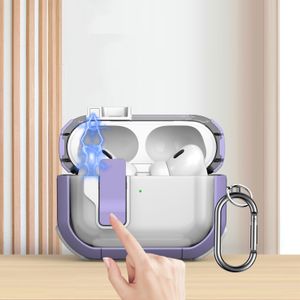 Étui transparent à l'amortisseur avec interrupteur Snap magnétique, clip de verrouillage sécurisé, pour AirPods Pro 2, pour AirPods 3 2 1, couverture dure transparente avec porte-clés