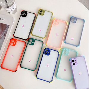 Coques hybrides en TPU de couleur contrastée antichoc pour iPhone 12 Couverture arrière transparente antichoc