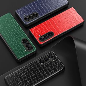 Horaire en cuir motif de crocodile à l'épreuve du choc pour Samsung Galaxy Z Fold 5, pli 4, Fold3, 2, mince couverture de téléphone léger