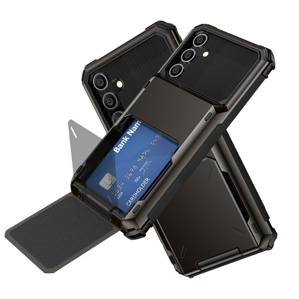 Étui antichoc avec porte-cartes caché pour Samsung Galaxy A15 5G, A54, A55, A35, A25, A24, A14, A13, A12, couverture rigide hybride de poche pour cartes