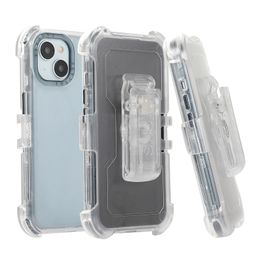 Étui de téléphone transparent givré antichoc avec clip arrière pour iPhone 15 11 12 13 14 Pro Max Samsung S24 Ultra Support de support anti-chute aux quatre coins Couverture transparente