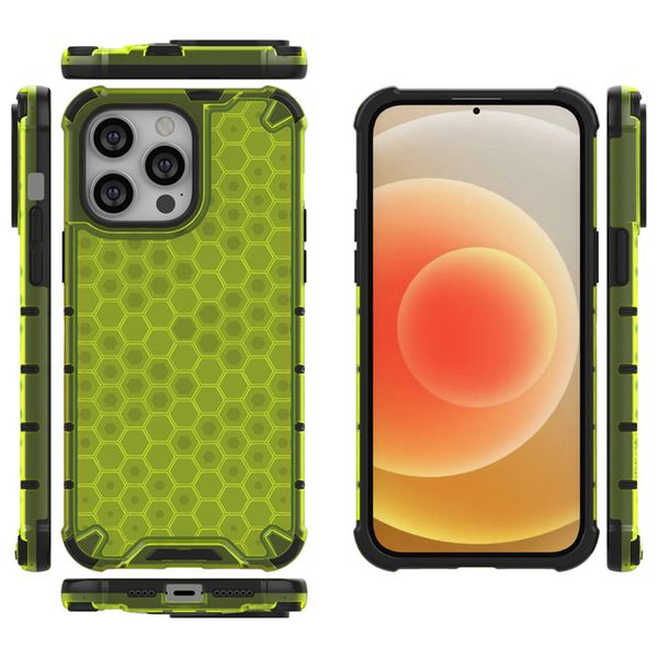 Funda de PC de TPU de panal a prueba de golpes para iPhone 15Pro Max 14 13 12 11, funda de piel de grano de fútbol con armadura híbrida para iphone15