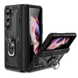 Étuis de béquille à anneau magnétique double couche hybride antichoc pour Samsung Galaxy Z Fold 5 4 3 Stand Hard Phone Cover