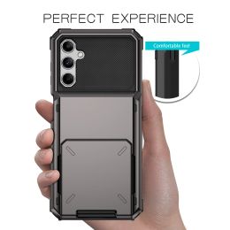 Hybride Hybride Hybride Flip Hidden Hidden Card Holder Case de téléphone pour Samsung Galaxy A14 A55 A54 A13 S24 S23 S22 Hard Armor Cover