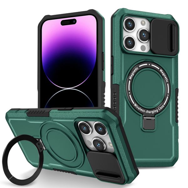 Coque hybride antichoc avec béquille magnétique Magsafe, étui de Protection pour caméra coulissante pour iPhone 15 Pro Max 14 13 12 11