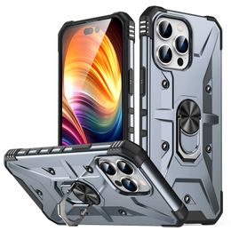 Étuis de béquille magnétiques hybrides antichoc en métal pour iPhone 14 Pro Max 13 12 11 XS XR X 8 7 Plus anti-dérapant double couche support de support couverture de téléphone