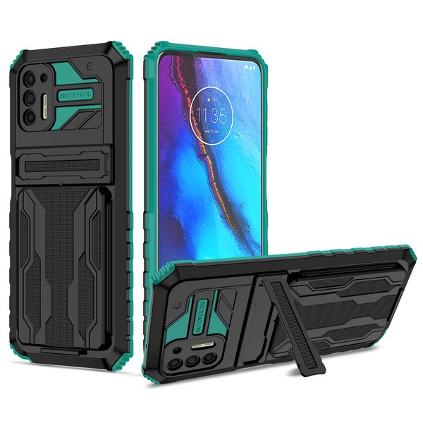 Étuis de téléphone antichoc avec béquille pour Motorola Moto G Stylus Power PC TPU hybride robuste Defender housse de protection avec porte-carte détachable nouveau style