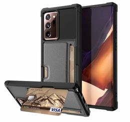 Schokbestendig lederen Magnetische kaart Pocket Portemonnee Gevallen voor Samsung Galaxy Note 20 Ultra S20 Note10 Plus S10 S9 A72 5G A52 S21