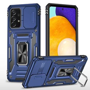 Schokbestendige lensbeschermingsschuifdeur Mobiele telefoonhoesjes Ringhouder Standstand combo voor Samsung S22 Ultra S21 plus S21FE A02 A22 A72 A52 A11 Cover