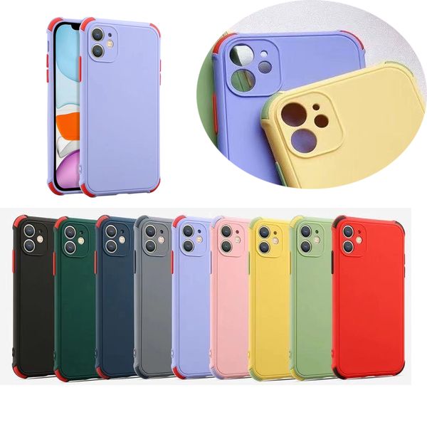 Coque de téléphone antichoc pour iPhone 12 11 XS MAX XR Airbag Coque rigide en TPU pour iPhone 11 pro max 7 8 plus Coque Candy avec protecteur d'appareil photo