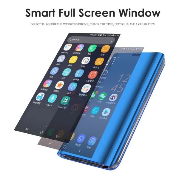 Étui à téléphone à amortisseur pour xiaomi redmi 12c Miroir du boîtier View Smart Magnetic Flip Bumper Couvercle pour Redmi 12c 12 C Redmi12c