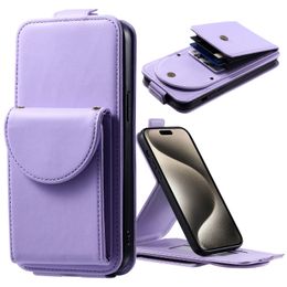 Schokbestendige telefoonhoesjes voor iPhone 15 14 13 12 11 Pro Max Xr XS X 7 8 Plus Solid Color Pu Leather Woman Style Organ Card Tas Flip Stand Cover Case met hand- en schouderband