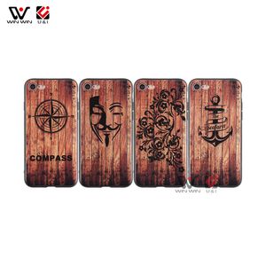 2021 Mode Schokbestendige Telefoon Gevallen voor iPhone 7 8 9 Plus X XS 11 PRO MAX Back Cover Shell Bruin Houten TPU Design Patroon Waterdichte Groothandel