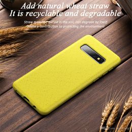 Schokbestendige Telefoon Gevallen voor Samsung Galaxy S9 S10 Opmerking 10 Plus Lite Natural 100% Recycled Degradeerbaar Tarwe Stro-achterkant Shell Mode Eco-Friendly 2021