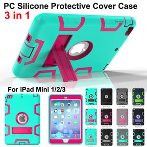 Funda protectora a prueba de golpes 3 en 1 Robot Defender Robot Hybrid PC + Silicon Kickstand Stand Protector de pantalla Funda trasera para iPad Mini 2 min3