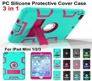 Funda protectora a prueba de golpes 3 en 1 Robot Defender Robot Hybrid PCSilicon Kickstand Stand Protector de pantalla Funda trasera para iPad M6452259