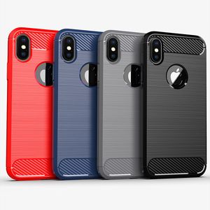 Schokbestendige Rugged Armor Carbon Fiber Cases TPU Cover voor iPhone 11 PRO XS MAX XR 8 7 6 Plus Samsung A10 S20 Ultra S10 Note10