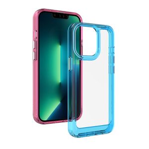 Schokbestendige ruimte met metalen knop Wissen voor iPhone 14 13 12 11 Pro Max X XS Max XR Transparante iPhone13 PC Hybrid Jelly Mobiele telefoon Back Case Cover 200 PCS