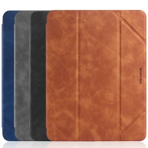 Étui pour tablette antichoc pour iPad 10.2 Mini 5/4 Air 3/2/1 Pro 11/10,5/9,7 pouces 3 plis en cuir PU de couleur unie avec béquille et fentes pour crayons