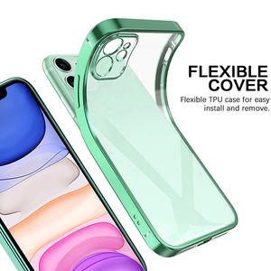 Étuis transparents en TPU galvanisé résistant aux chocs pour iPhone 15 14 13 12 11 Pro Max iPhone 15 Plus housse de protection complète