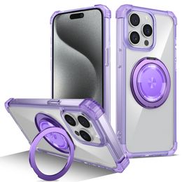 Schokbestendige transparante roterende magnetische houder telefoonhoesje met verdikte hoeken anti -dorp voor iPhone 15 14 13 12 premium pantser Clear Cover