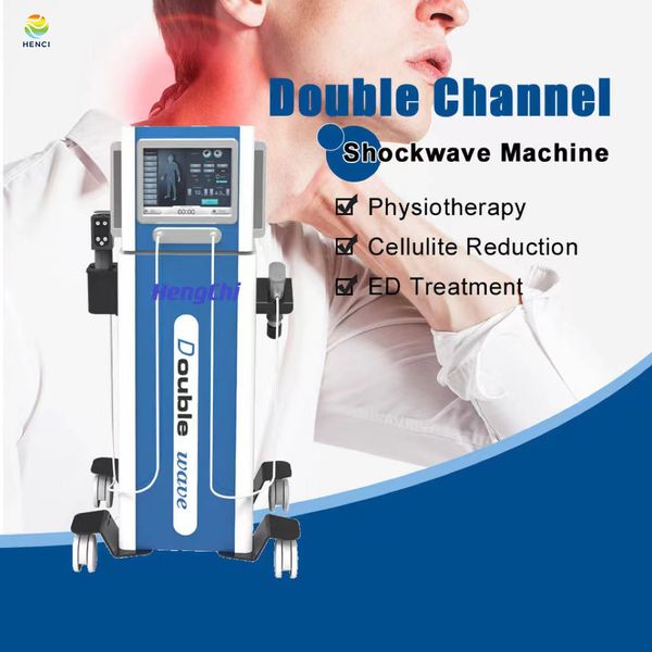 Máquina de terapia de ondas de choque, equipo de fisioterapia de ondas de choque duales para el alivio del dolor, tratamiento de la disfunción eréctil, reducción de la celulitis
