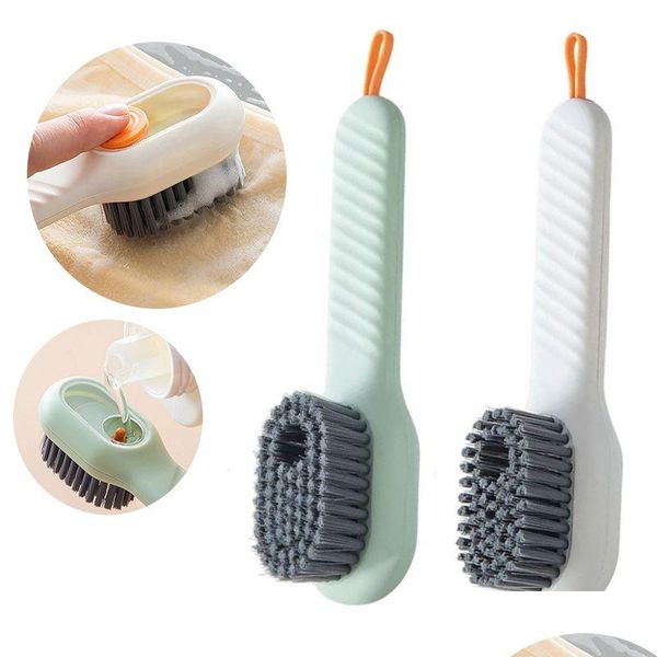 Brosses à chaussures Mti-Fonction Brosse Liquide Appuyez sur l'outil Pull doux Objet Nettoyage Drop Livraison Maison Jardin Ménage Organiza Oteqi