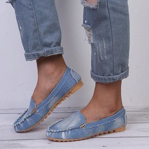 chaussures décontractées chaussures plates printemps d'automne mobinée Femmes glisses Soft Round Toe Denim Flats Jeans Plus taille 240426