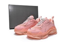 Diseñador de zapatos Zapatillas de deporte casuales de lujo de edición superior Sao Pink Crystal Sole Air Cushion Shoes Blc Triple S Pink