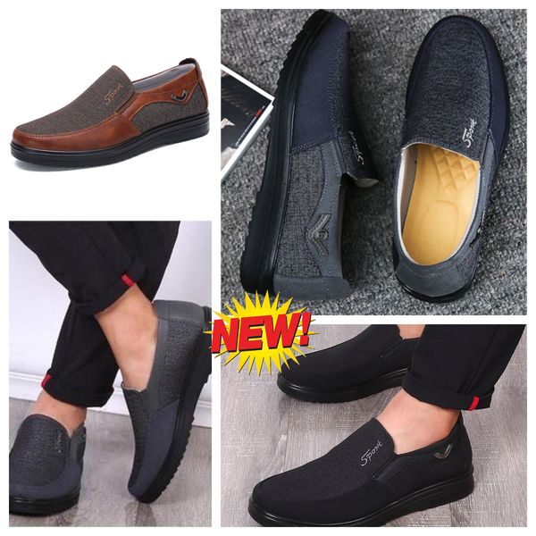 Zapato GAI zapatilla deportiva Zapatos de tela Hombres Solteros Zapatos de caña baja de negocios Zapatilla informal de suela suave Zapato plano de cuero para hombre Negro comodidades suaves tallas 38-50