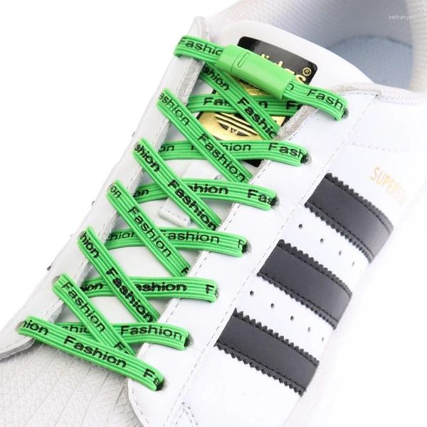 Pièces de chaussures 1 paire lacets élastiques plats Lock métal magnétique Pas de listes de cravate adaptées à toutes les chaussures Concours sportif unisexe Lage paresseux
