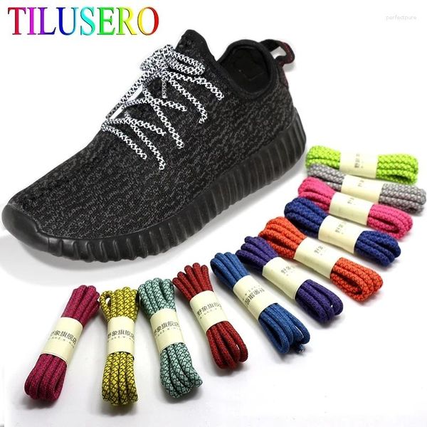 Pièces de chaussures 1 paire Sneaker fluorescent Shoestrings Gypsophila Lace Polyester Paisley Charbacs réfléchissants Ronds Safety