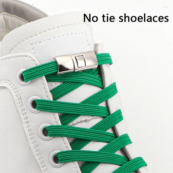 Pièces de chaussures 1 paire sans lie lacets pressant la serrure en métal élastique lacets