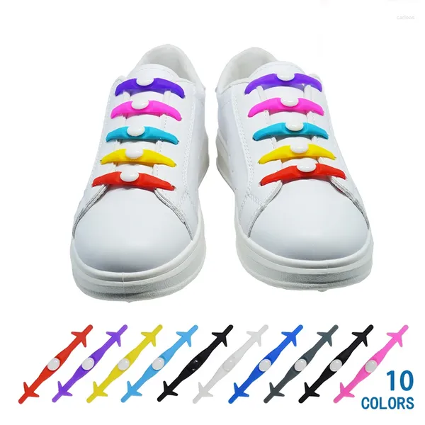 Pièces de chaussures 12pc / Set Ving Elastic Silicone Shoelaces For Shoes Special Shoelace pas de lie lacets Men Femmes Laçage