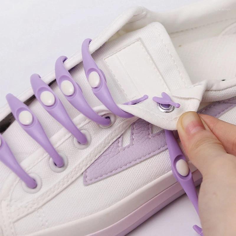 Skodelar 12st Silikonskosor utan slipsar elastiska snören sneakers män kvinnor lata gummiband för skor tillbehör