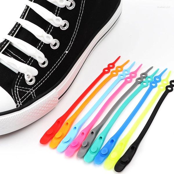 Pièces de chaussures 14pcs Stretch Silicone Shoelaces pas de cravate Laces Elastic Adult Kids Kids Rubber Sports Shoelace For Shoes Accessoires