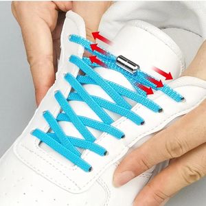 Schoenonderdelen 1pair aluminium metalen slot geen stropdas schoenveters elastische veters voor mannen vrouwen 23 kleuren