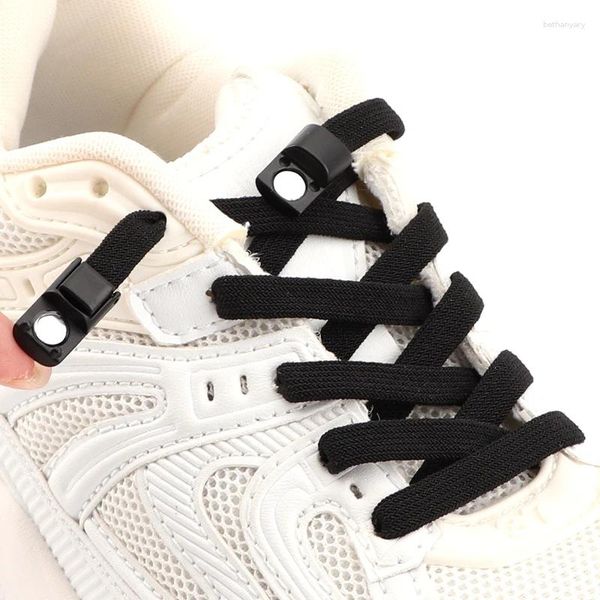 Pièces de chaussures 1pair Flats Shoelaces Magnetic Metal Lock Lacet élastique sans liens Choix pour les passionnés de sport