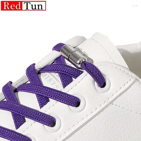 Pièces de chaussures 1pair No Tie Laces Shoelaces Flat Verrou Metal Lock Sneakers Elastic