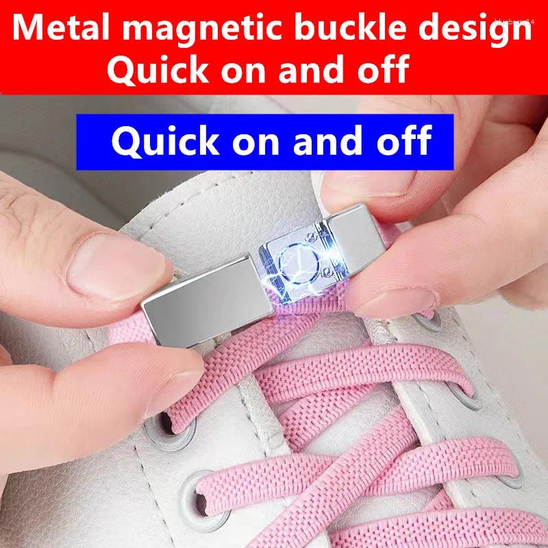 Shoe Parts 1Pair No Tie Laces Magnetic Buckle Cordones Elasticos Zapatillas Ties Elastic Sneaker Kids Adult Shoelace For Shoes